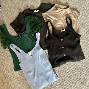 Mixed Women’s Tank & Tee Bundle - Black, Green, Beige, Light Blue